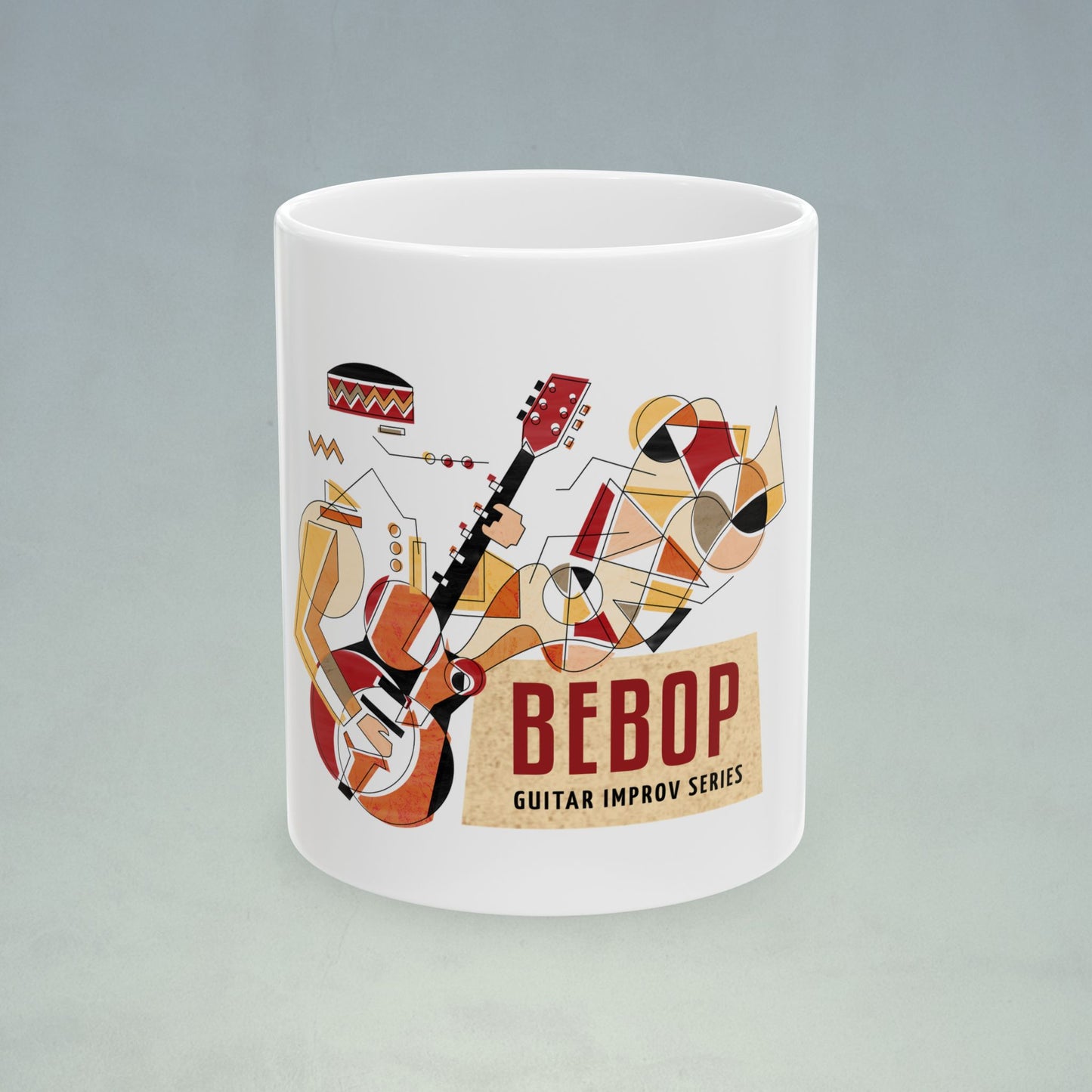 Bebop Guitar Ceramic white Mug, (11oz, 15oz)